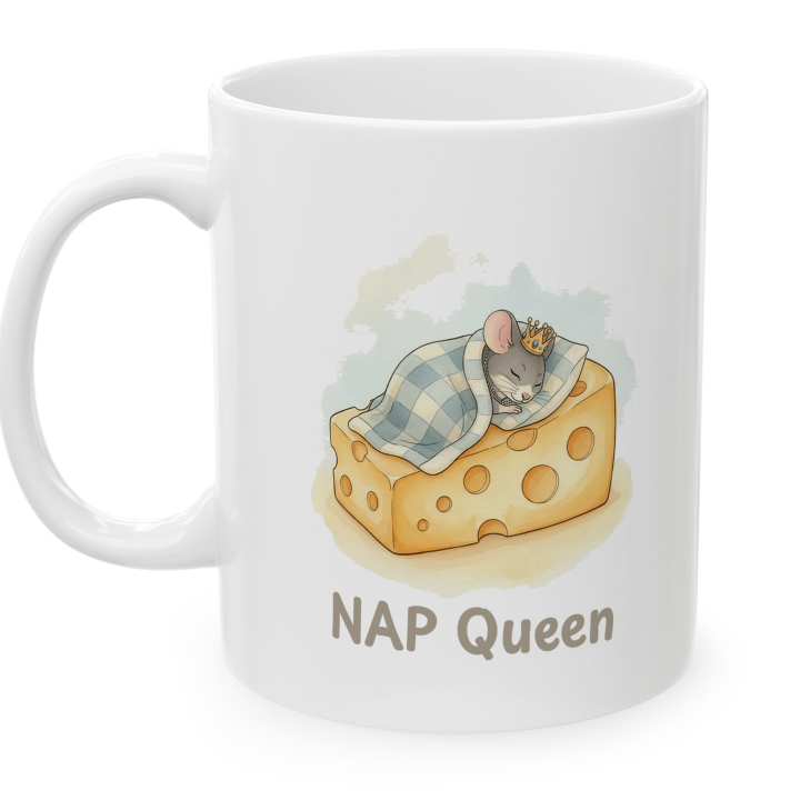 Cute “NAP Queen” Mouse Mug – Funny gift for nap lovers & cozy coffee moments | miceystore.com