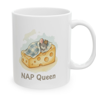 Cute “NAP Queen” Mouse Mug – Funny gift for nap lovers & cozy coffee moments | miceystore.com