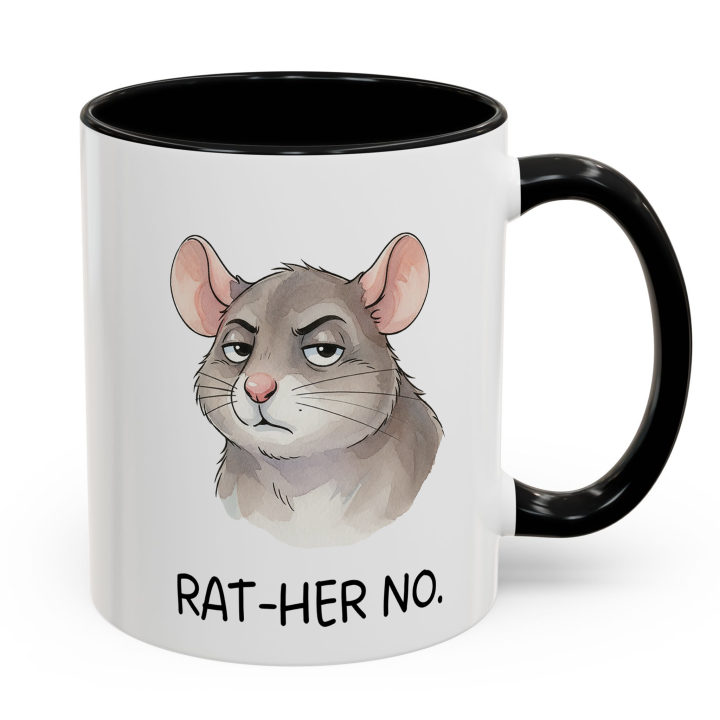 Sarcastic Rat Mug “RAT-HER NO” – Funny Introvert Coffee Cup | miceystore.com