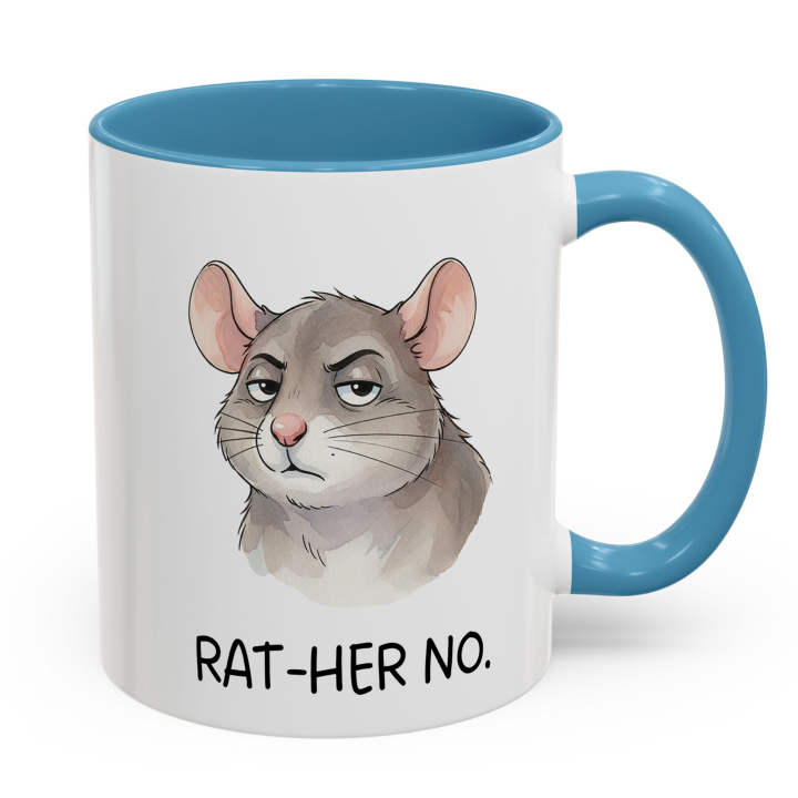 Sarcastic Rat Mug “RAT-HER NO” – Funny Introvert Coffee Cup | miceystore.com
