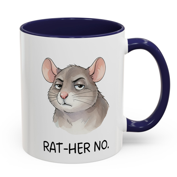 Sarcastic Rat Mug “RAT-HER NO” – Funny Introvert Coffee Cup | miceystore.com