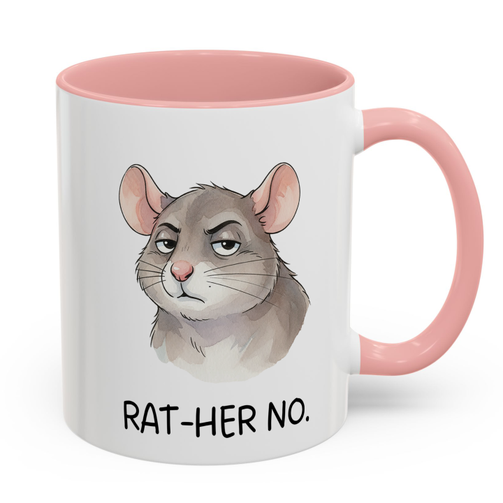 Sarcastic Rat Mug “RAT-HER NO” – Funny Introvert Coffee Cup | miceystore.com