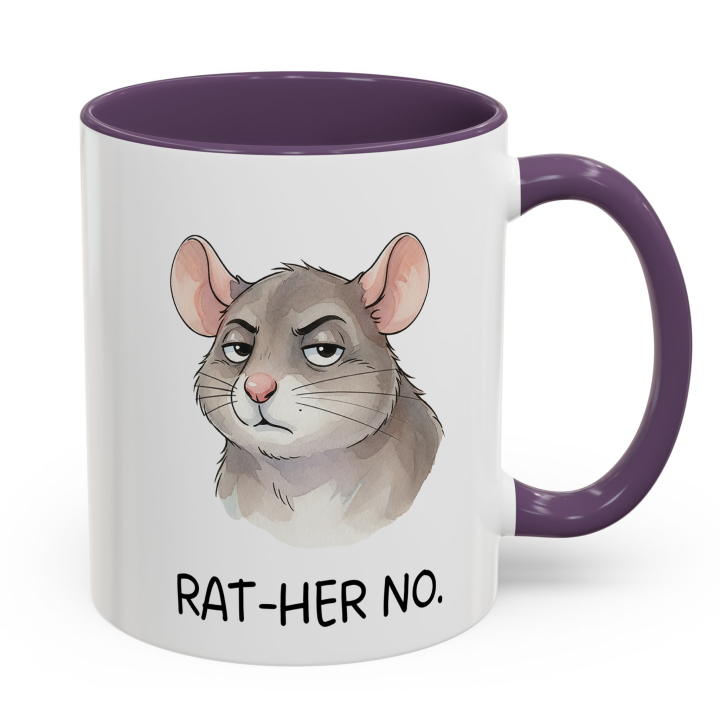 Sarcastic Rat Mug “RAT-HER NO” – Funny Introvert Coffee Cup | miceystore.com