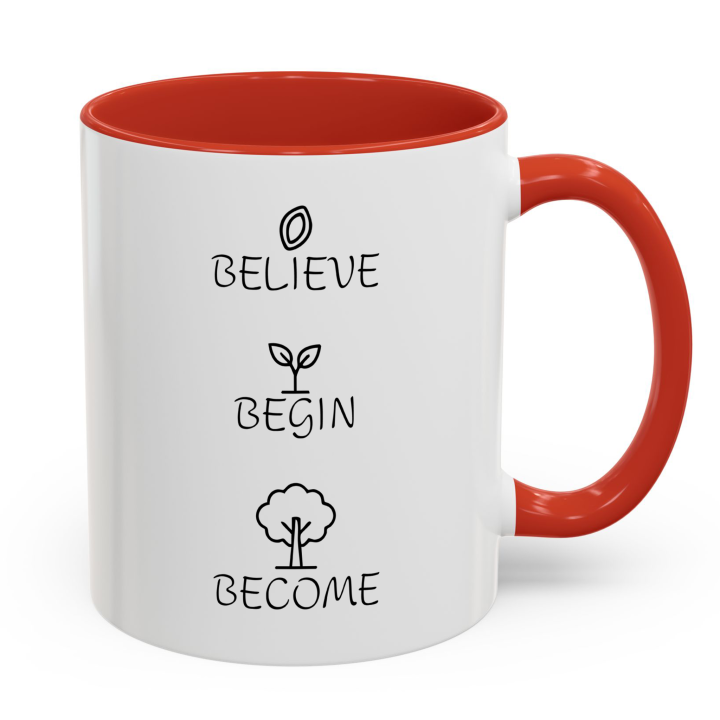 Believe Begin Become Mug – Minimalist Growth Motivation