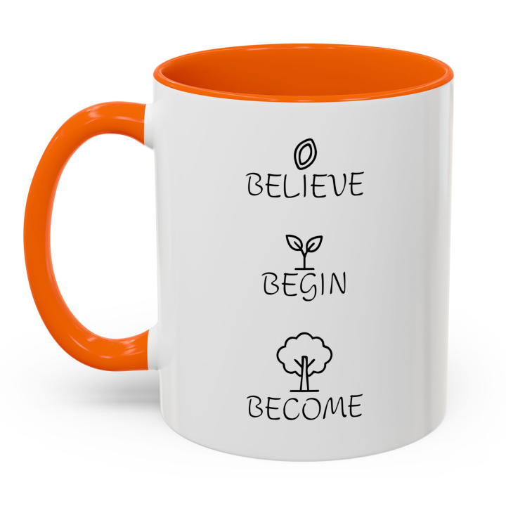 Believe Begin Become Mug – Minimalist Growth Motivation