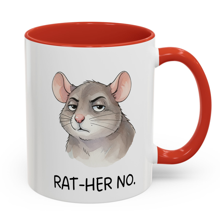 Sarcastic Rat Mug “RAT-HER NO” – Funny Introvert Coffee Cup | miceystore.com