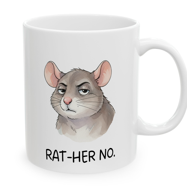 Sarcastic Rat Mug “RAT-HER NO” – Funny Introvert Coffee Cup | miceystore.com
