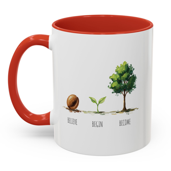 Believe Begin Become Mug – Watercolor Growth Motif