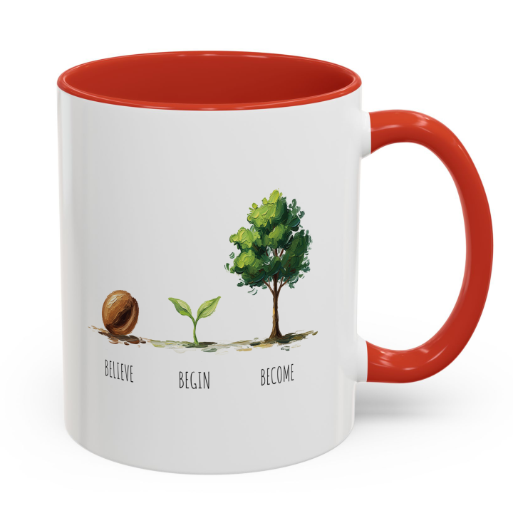 Believe Begin Become Mug – Watercolor Growth Motif