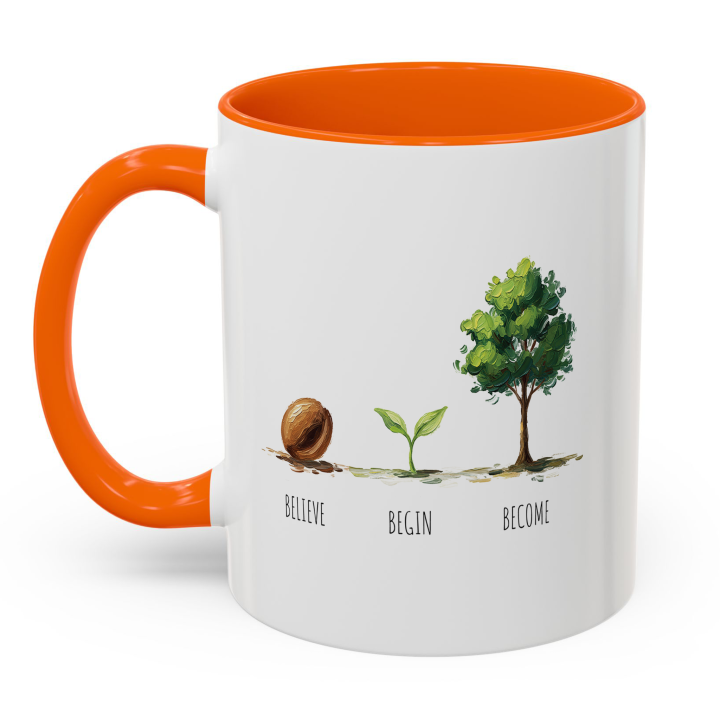 Believe Begin Become Mug – Watercolor Growth Motif