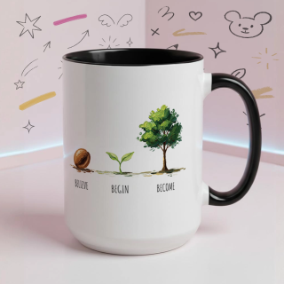 Believe Begin Become Mug – Watercolor Growth Motif