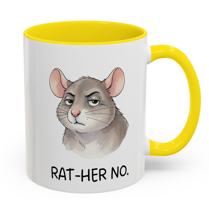 Sarcastic Rat Mug “RAT-HER NO” – Funny Introvert Coffee Cup | miceystore.com