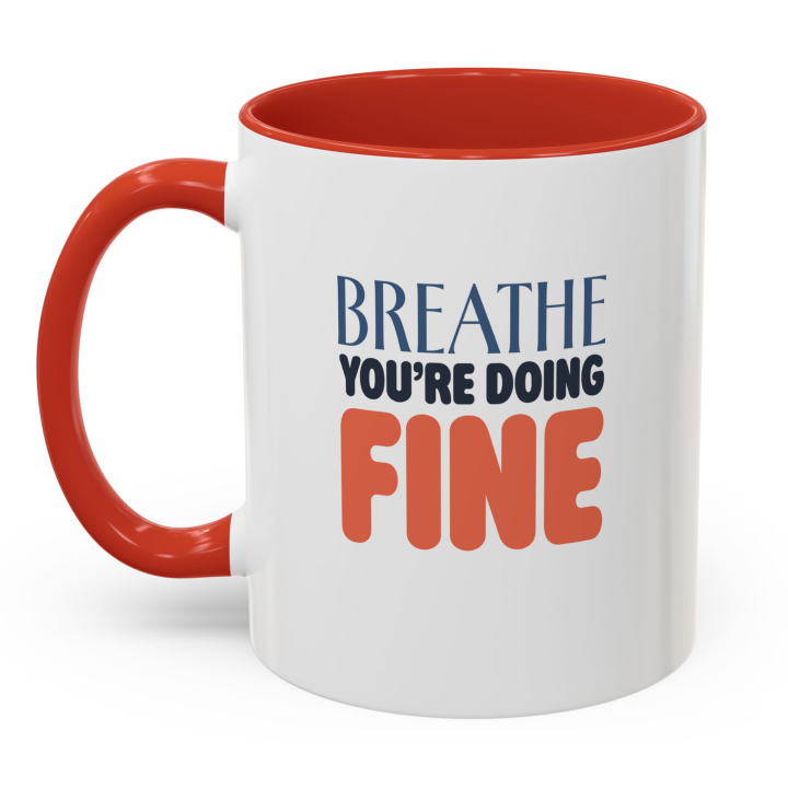 Breathe You’re Doing Fine Mug – Calm Affirmation