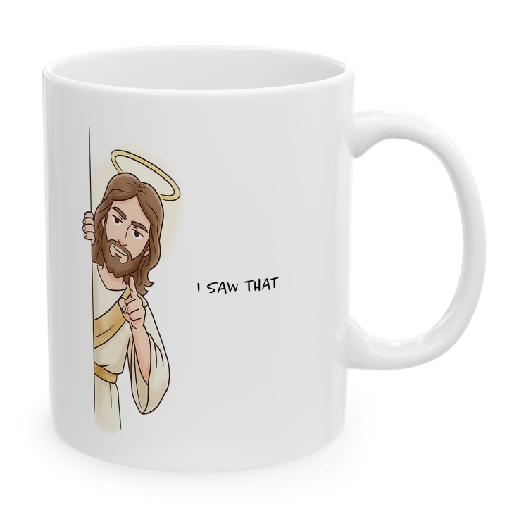 Funny Christian “I Saw That” Jesus Mug | Gag Gift Coffee Mug 11oz/15oz