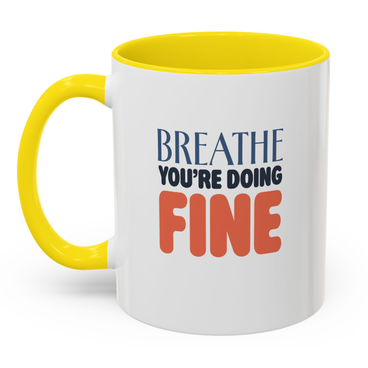 Breathe You’re Doing Fine Mug – Calm Affirmation