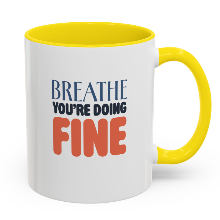 Breathe You’re Doing Fine Mug – Calm Affirmation