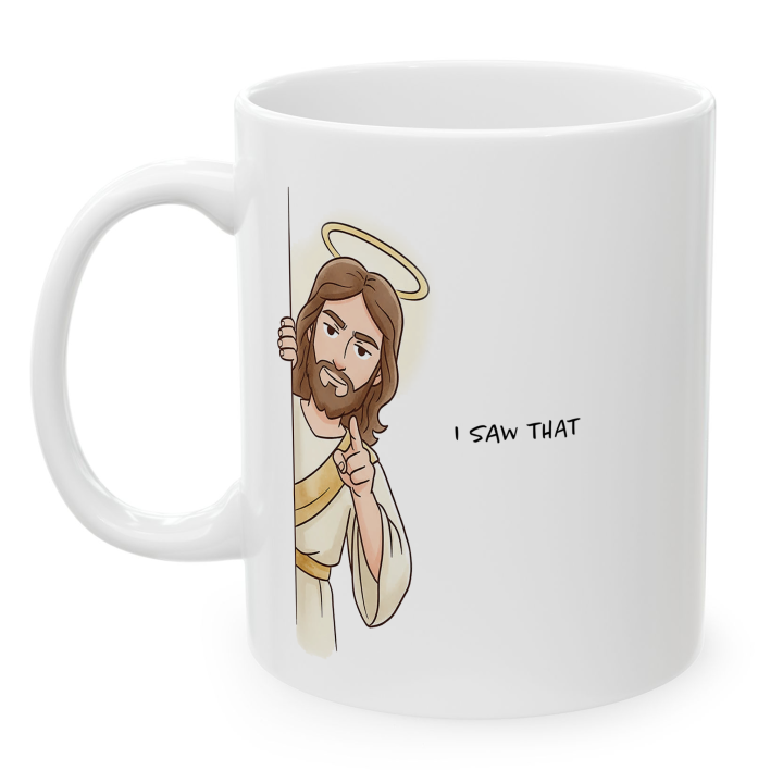 Funny Christian “I Saw That” Jesus Mug | Gag Gift Coffee Mug 11oz/15oz