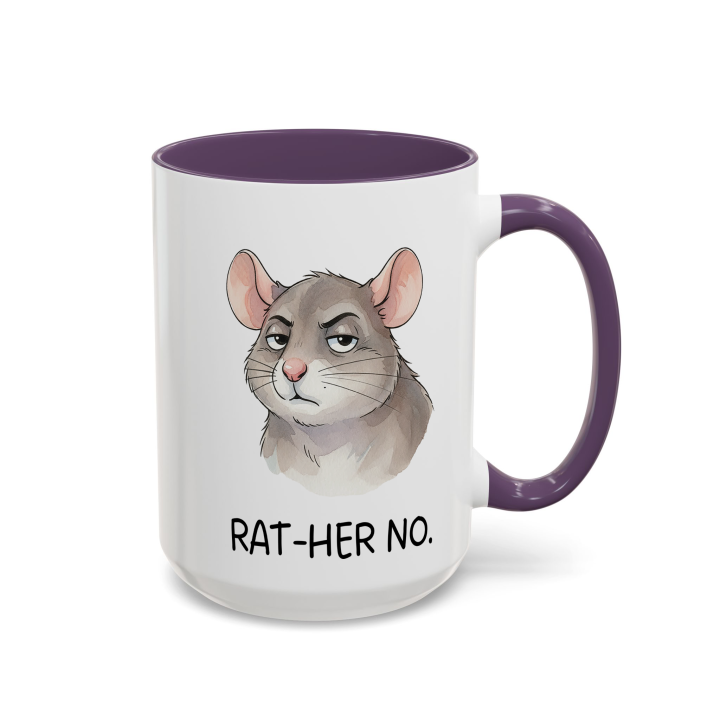 Sarcastic Rat Mug “RAT-HER NO” – Funny Introvert Coffee Cup | miceystore.com