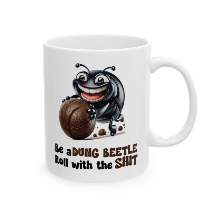 Funny Dung Beetle Mug – Gross Humor Office Gag Gift – 11oz/15oz
