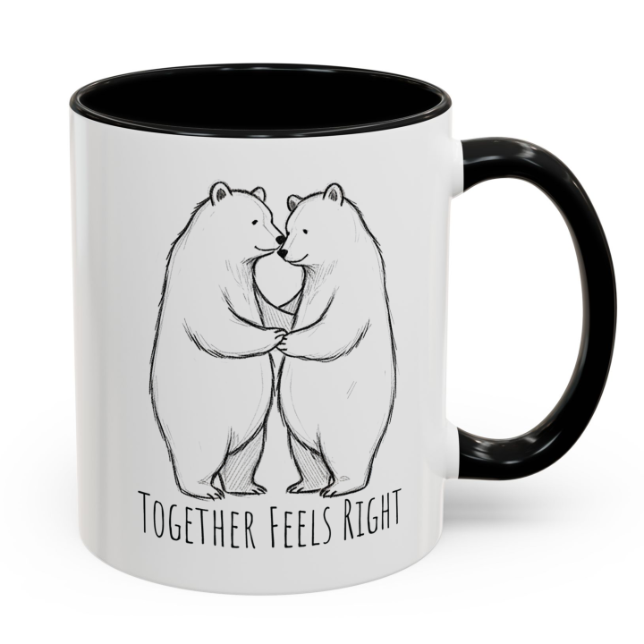 Cute Couple Coffee Mug with Bear Couple Art
