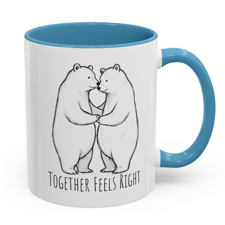 Cute Couple Coffee Mug with Bear Couple Art