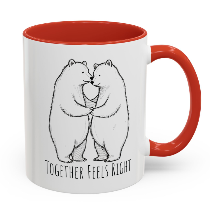 Cute Couple Coffee Mug with Bear Couple Art