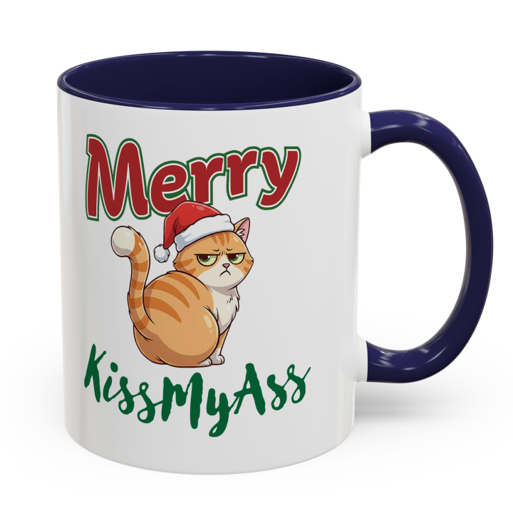 Merry KissMyAss Cat Mug – Funny Christmas Gag Gift – 11oz/15oz