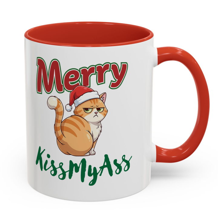 Merry KissMyAss Cat Mug – Funny Christmas Gag Gift – 11oz/15oz