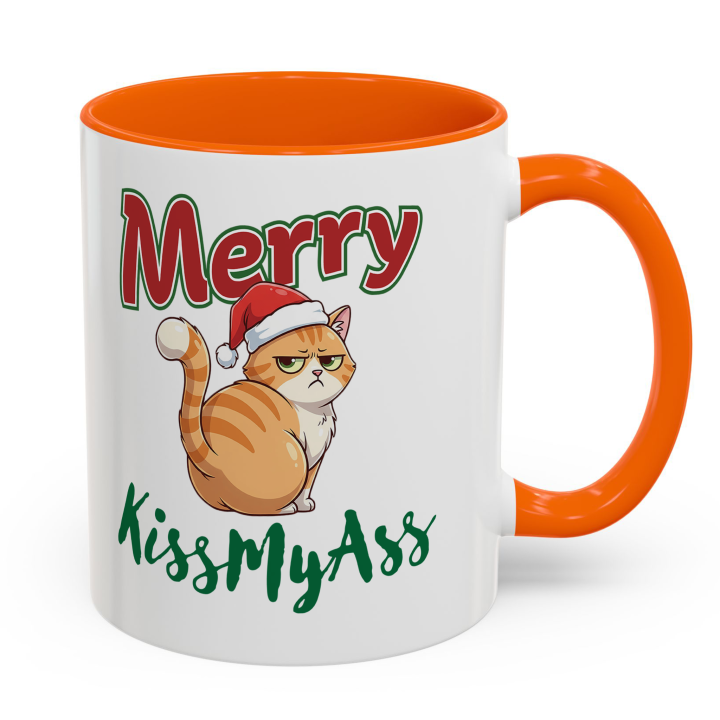 Merry KissMyAss Cat Mug – Funny Christmas Gag Gift – 11oz/15oz