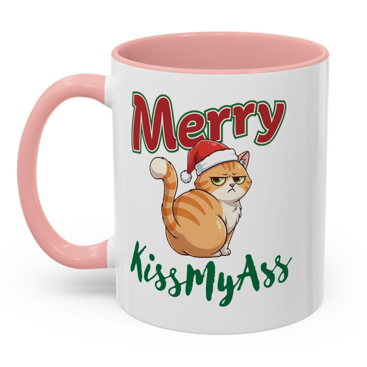 Merry KissMyAss Cat Mug – Funny Christmas Gag Gift – 11oz/15oz