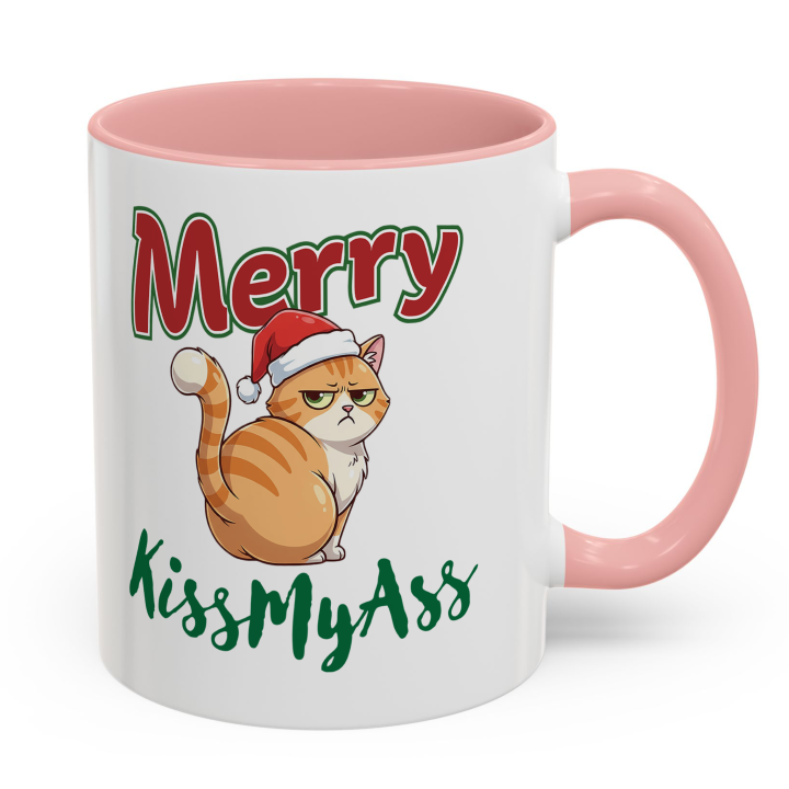 Merry KissMyAss Cat Mug – Funny Christmas Gag Gift – 11oz/15oz